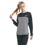 Pigiama donna caldo cotone nero pied de poule Ambro D6019.22 var.A