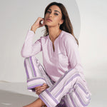 Pigiama donna Jadea 3154 cotone 100% lilla rigato