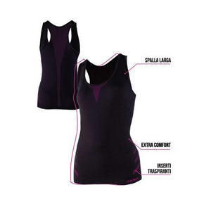 Canotta donna sportiva Jadea Fitness 212685 traspirante nero / fuxia