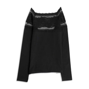 Maglia donna a barchetta pizzo e cotone Cotonella ADD12