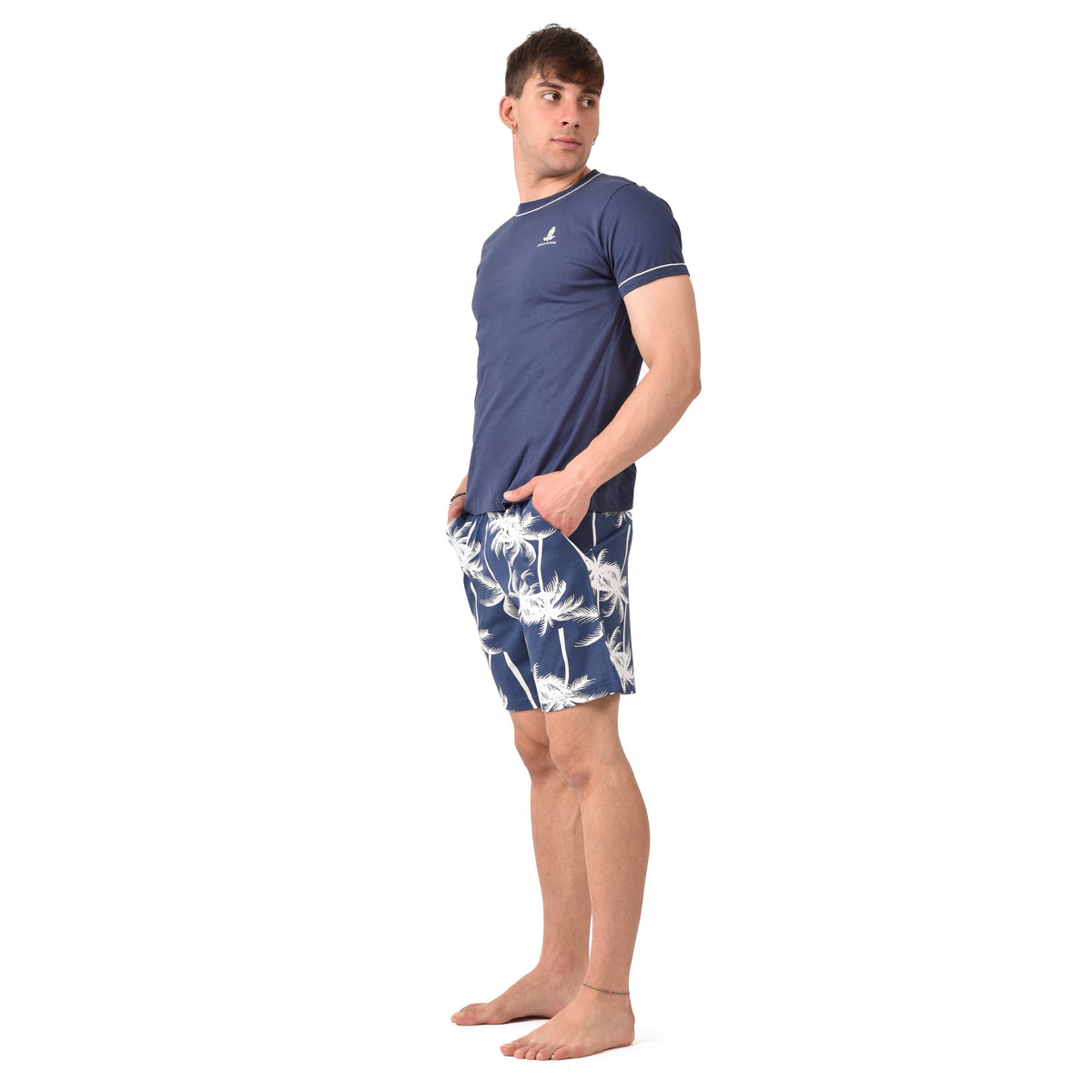 Pigiama uomo t shirt e pantaloncino stampa palme estivo Armata di Mare GT 2237