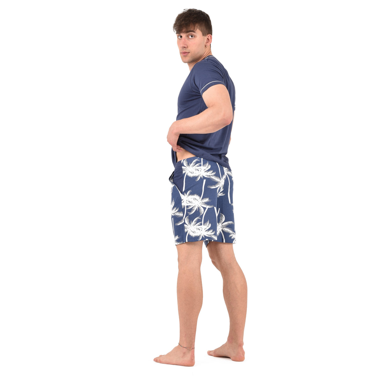 Pigiama uomo t shirt e pantaloncino stampa palme estivo Armata di Mare GT 2237