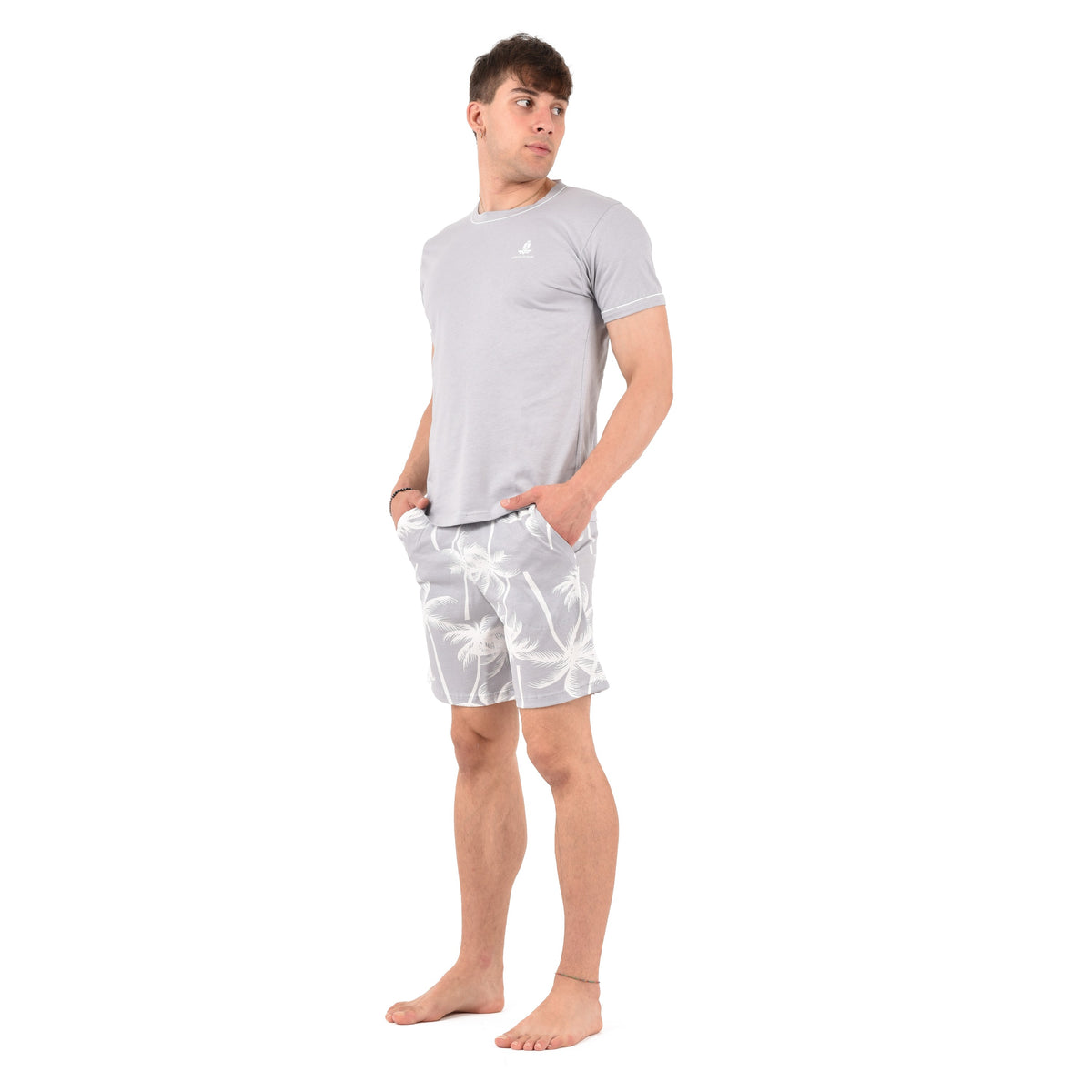 Pigiama uomo t shirt e pantaloncino stampa palme estivo Armata di Mare GT 2237