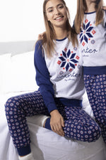 Pigiama donna invernale Admas 54562 caldo cotone fiocchi di neve