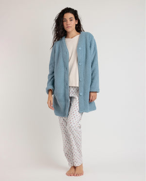 Giacca da camera donna con bottoni in pile sherpa Admas 67129