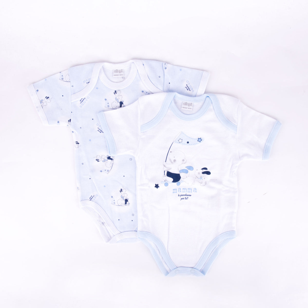 Body neonato Ellepi AF5212 fantasia manica corta cotone 2 pz