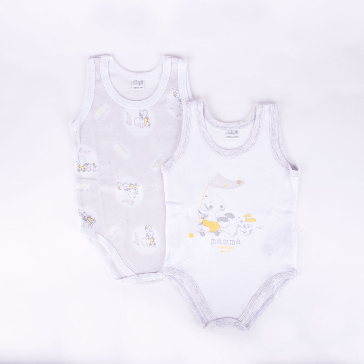 Body neonato Ellepi AF5214 fantasia spalla larga cotone 2 pz