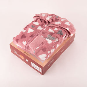 Pigiama giacca e pantalone coral caldo cuori Biancaluna 33002 rosa