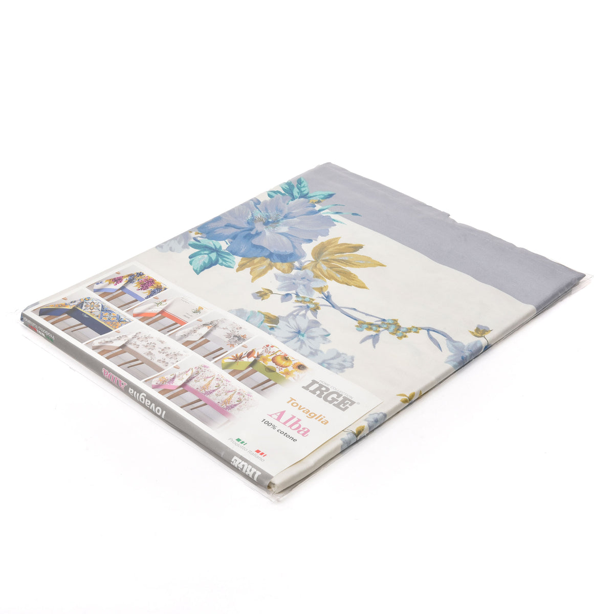 Tovaglia 100% cotone fiori Alba Camelia Irge colore celeste