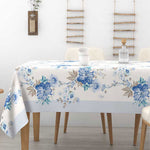 Tovaglia 100% cotone fiori Alba Camelia Irge colore celeste