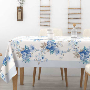 Tovaglia 100% cotone fiori Alba Camelia Irge colore celeste