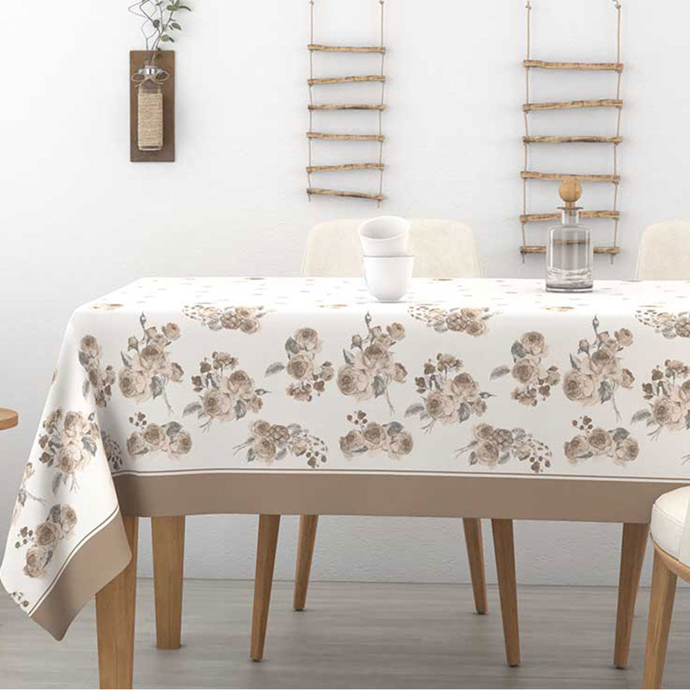 Tovaglia in cotone rose Alba Peonia Irge colore beige