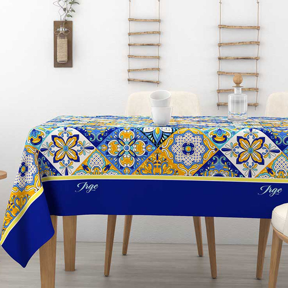 Tovaglia in cotone fantasia patchwork Alba Capri Irge blu