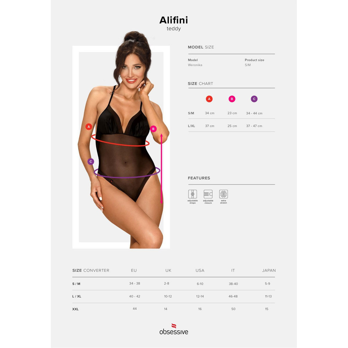 Sexy body Obsessive Alifini teddy trasparente raso con ali