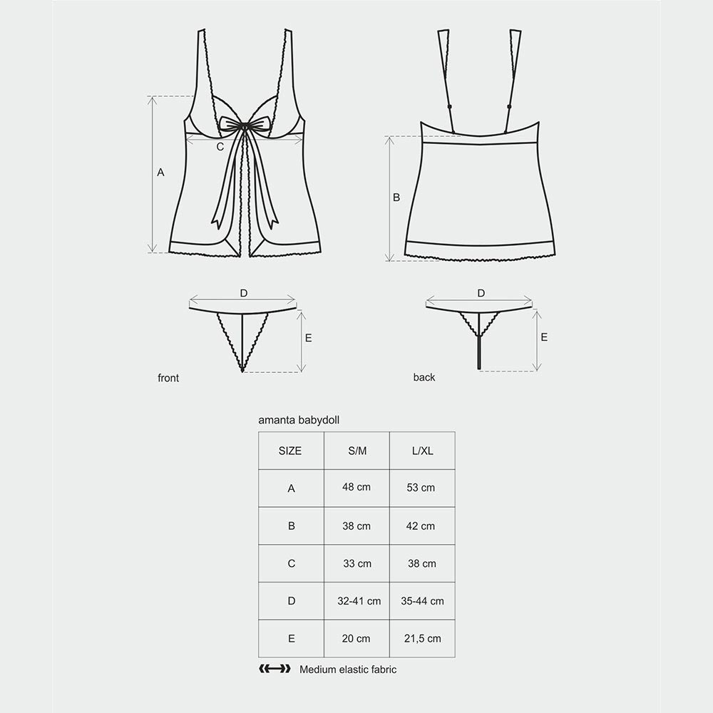 Sexy babydoll + perizoma Obsessive amanta nero celeste