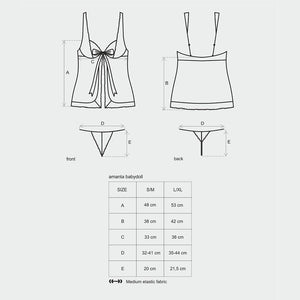 Sexy babydoll + perizoma Obsessive amanta nero celeste