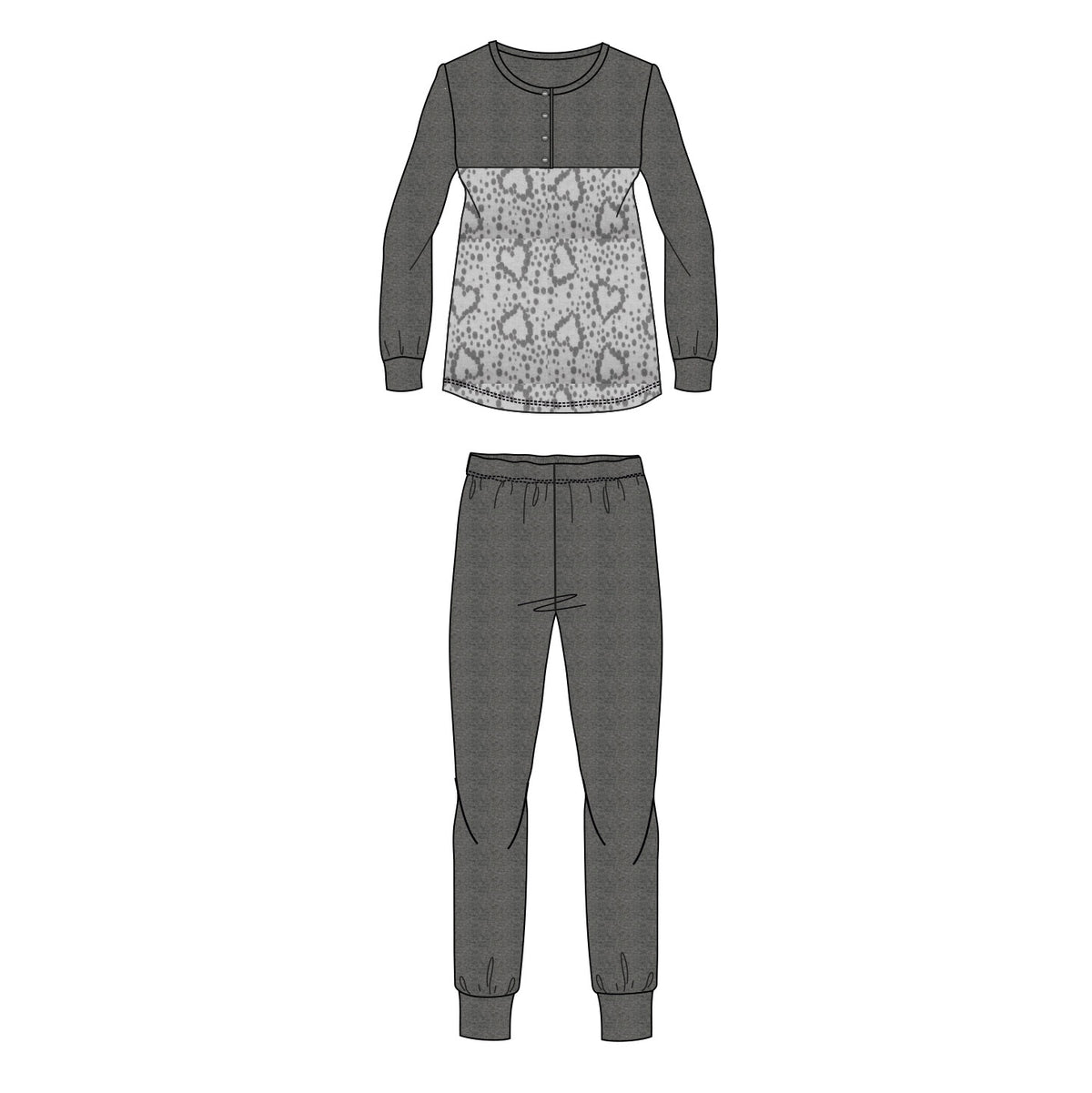 Pigiama donna Ambro AID650.21 punto milano grigio melange