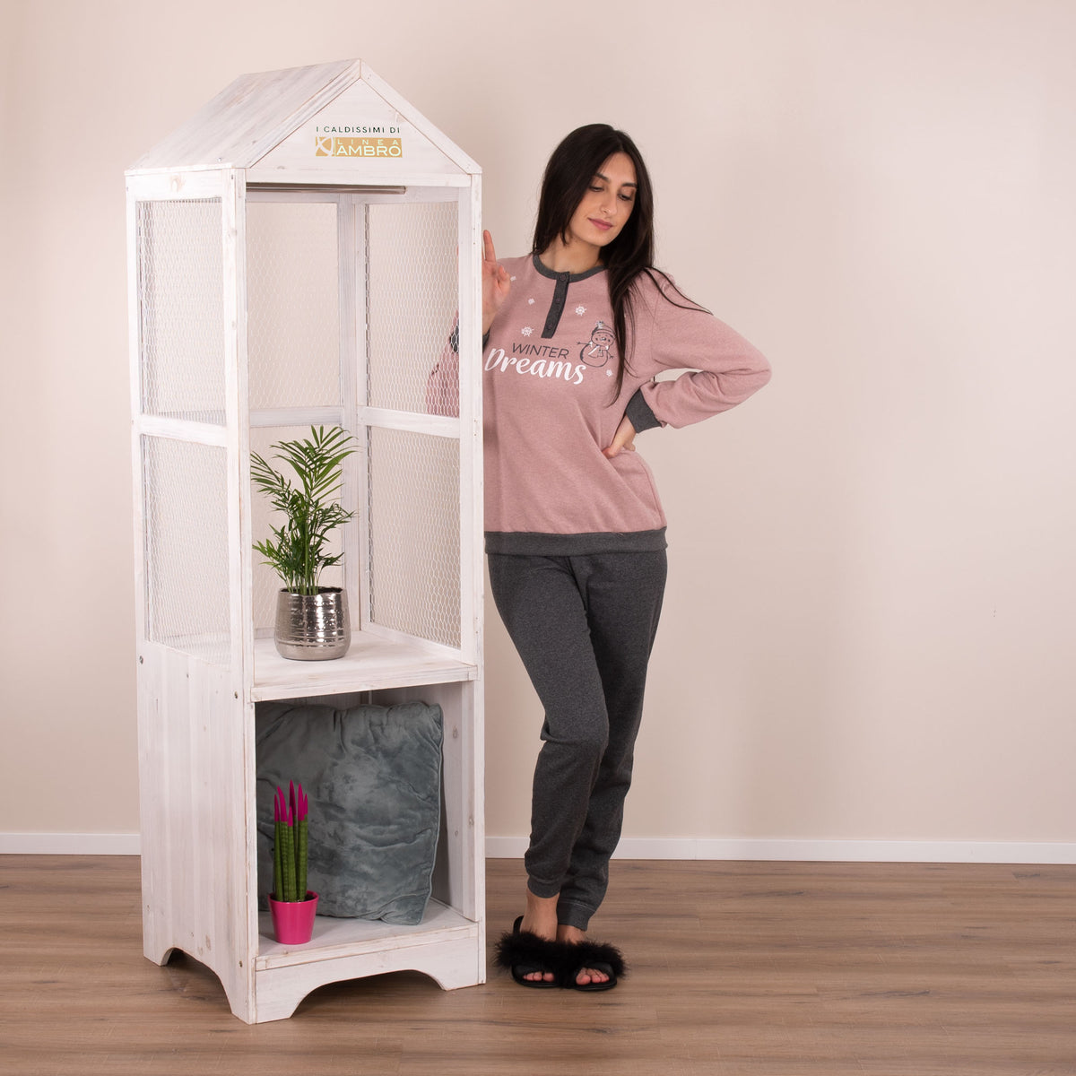 Pigiama donna Ambro AID656.21 punto milano rosa cipria