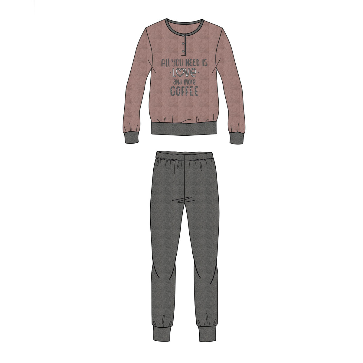 Pigiama donna Ambro AID659.21 punto milano rosa grigio