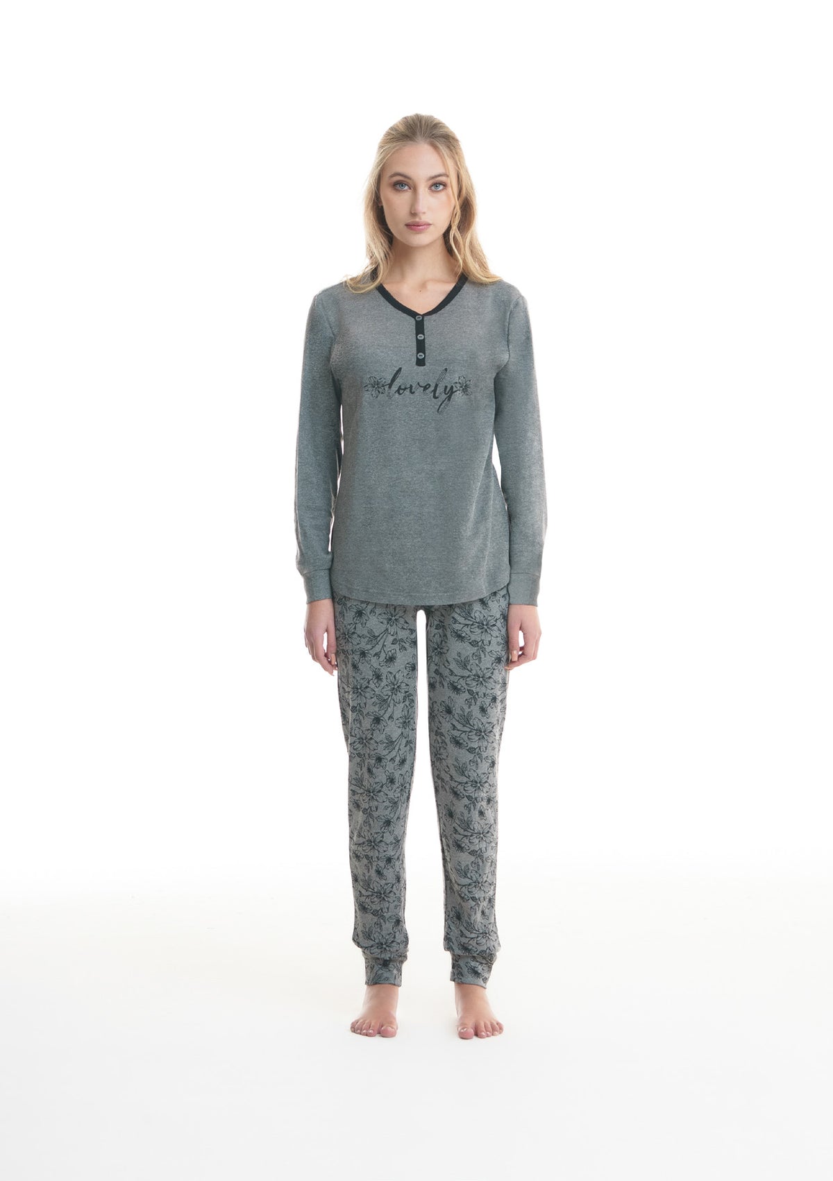 Pigiama donna Ambro caldo cotone D6005.22 grigio
