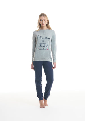 Pigiama donna Ambro caldo cotone D6000.22 grigio