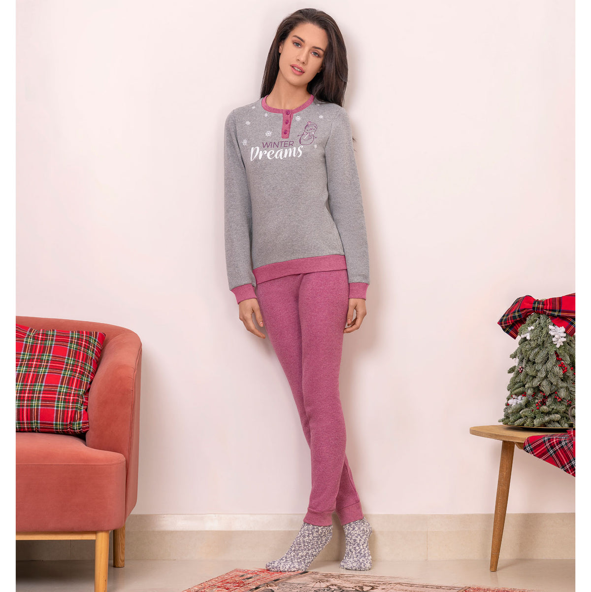 Pigiama donna Ambro AID656.21 punto milano vinaccia