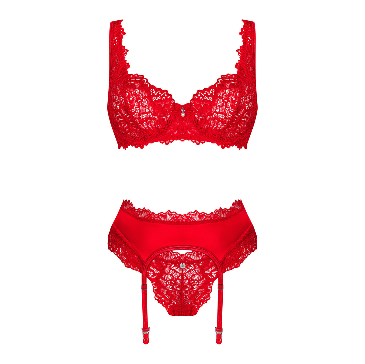 Coordinato con reggicalze sexy Obsessive Amor Cherris set 3 pezzi
