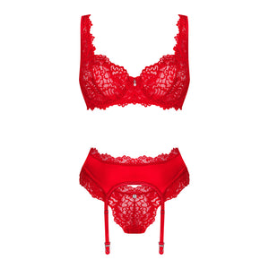 Coordinato con reggicalze sexy Obsessive Amor Cherris set 3 pezzi