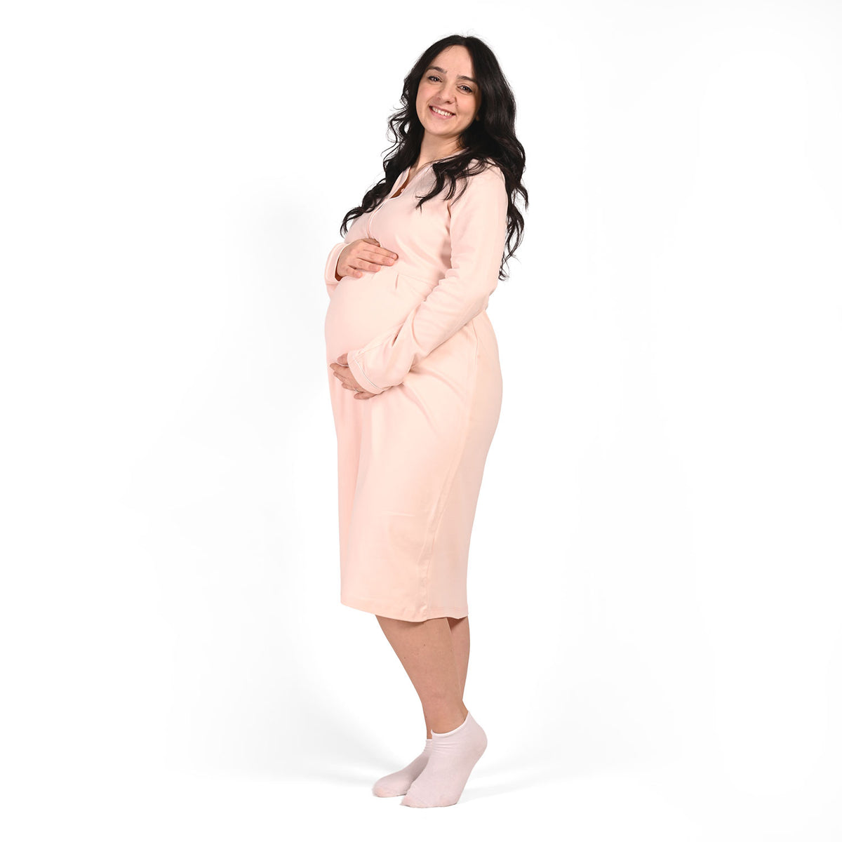 Camicia da notte premaman caldo cotone Biancaluna Kissimo 20302