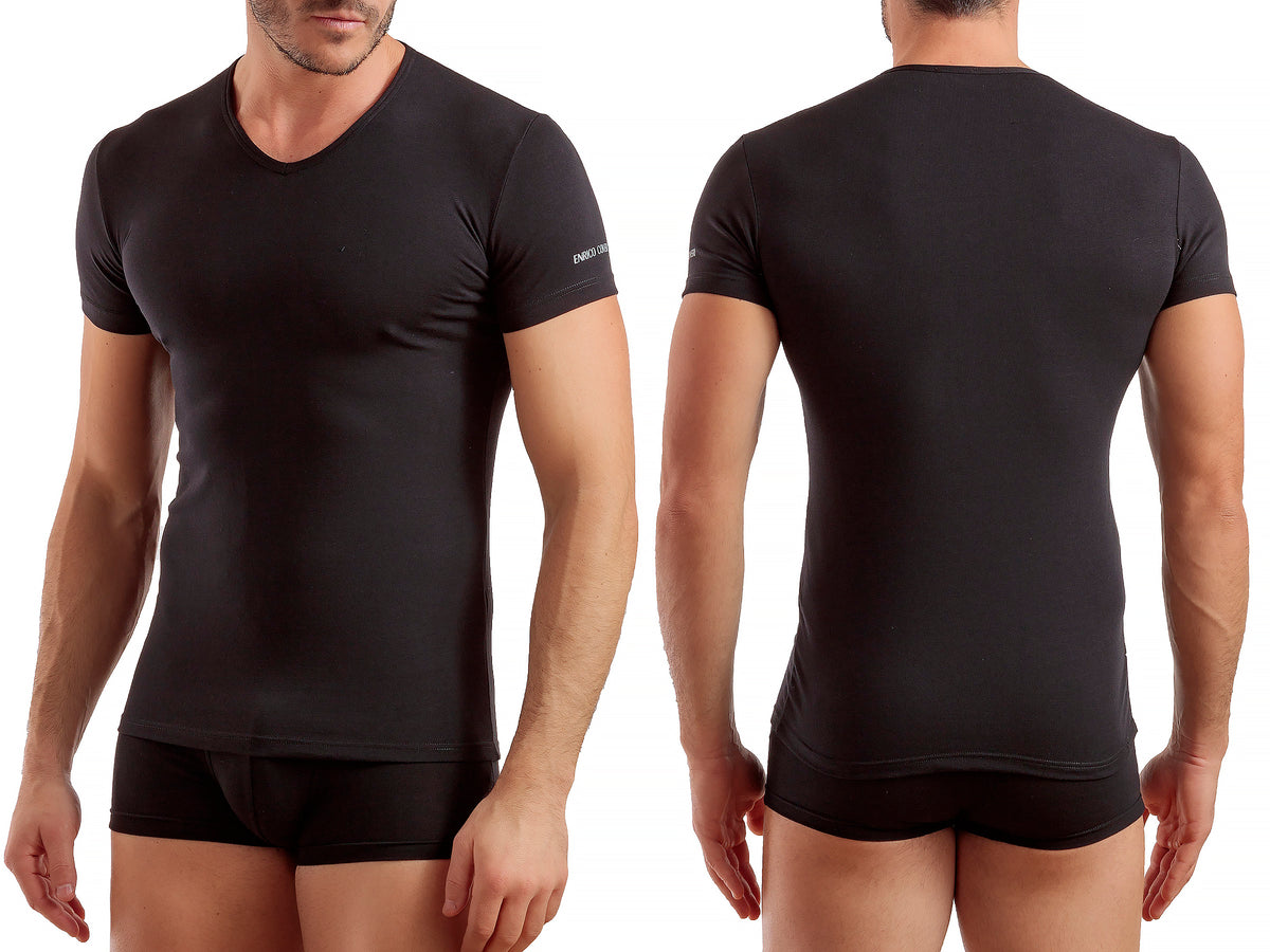 Maglie uomo Enrico Coveri cotone elasticizzato V 3 pz ET1001