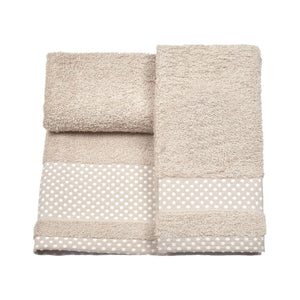 Vingi set asciugamani viso + ospite Pois beige