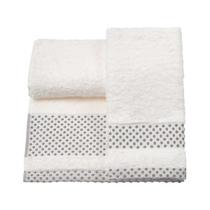 Vingi set asciugamani viso + ospite Pois bianco