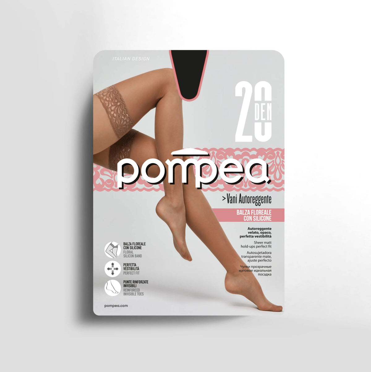 Autoreggenti Pompea Vani 20 balza floreale siliconata
