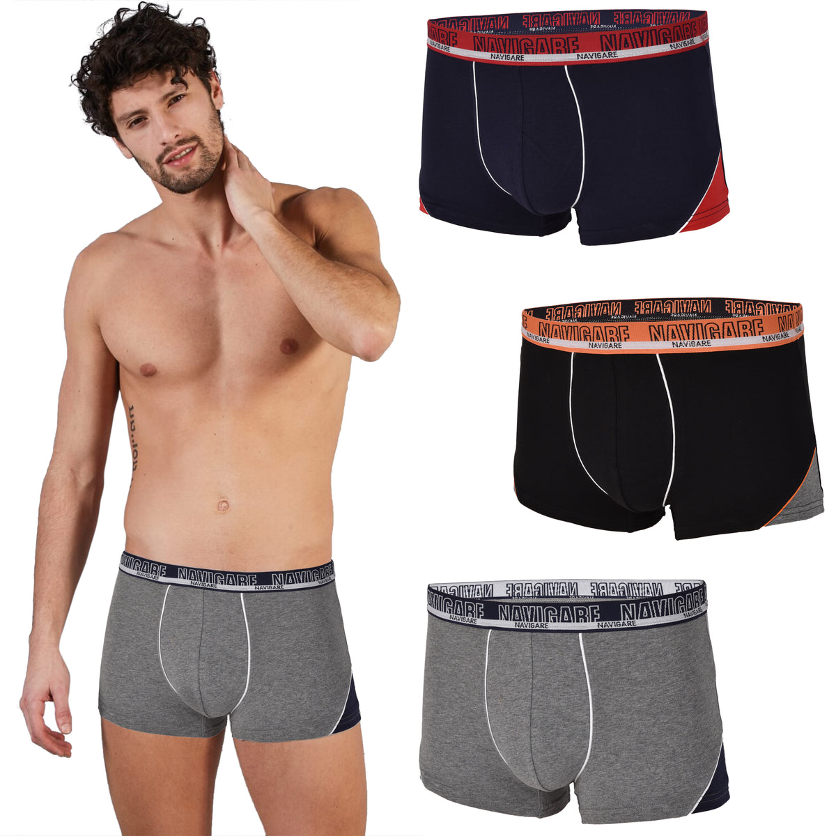 Boxer cotone elasticizzato uomo Navigare B21128Z 3 pz.