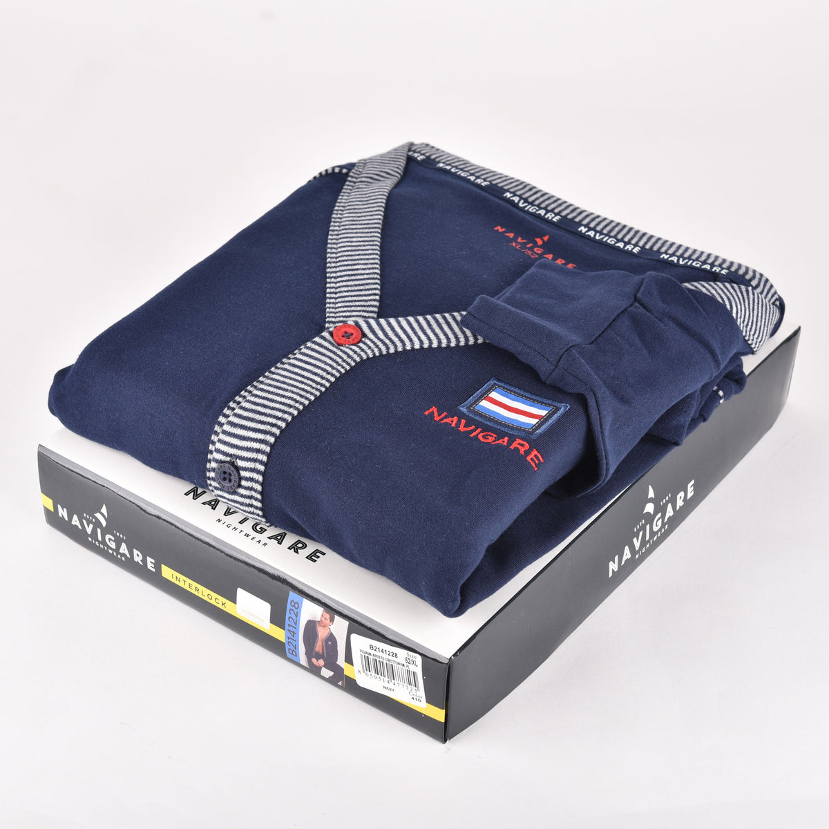 Pigiama uomo Navigare 2141228 aperto scollo a V caldo caldo cotone navy
