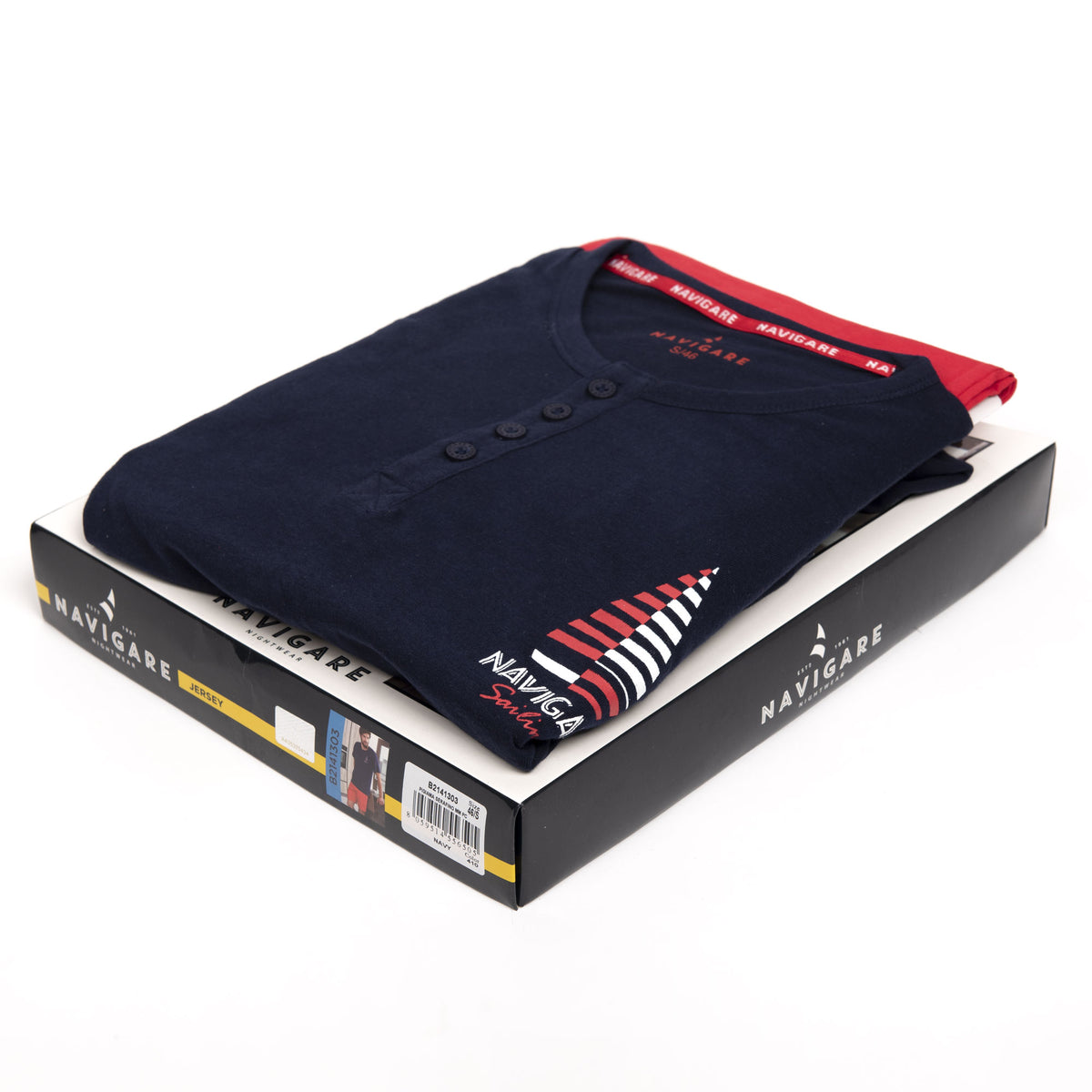 Pigiama uomo estivo Navigare B2141303 in cotone blu rosso
