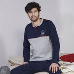 Pigiama uomo grigio blu interlock Navigare sportivo B2141339