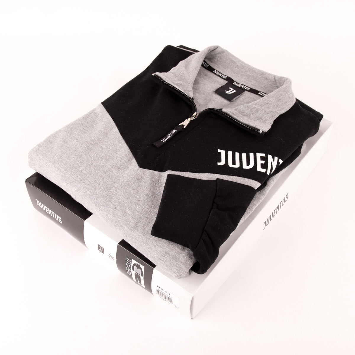 Pigiama tuta bambino Juventus mezza zip cotone felpato B2JU15117 grigio melange