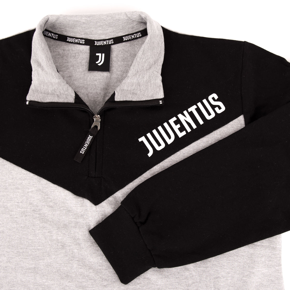 Pigiama tuta bambino Juventus mezza zip cotone felpato B2JU15117 grigio melange