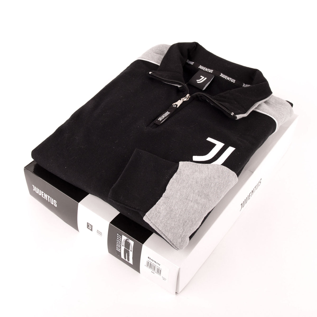 Pigiama tuta bambino Juventus mezza zip cotone felpato B2JU15117 nero