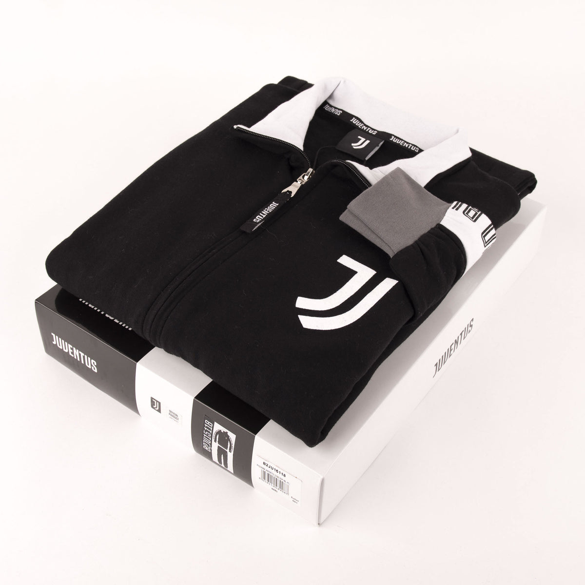 Pigiama tuta bambino Juventus zip cotone felpato B2JU15118 nero