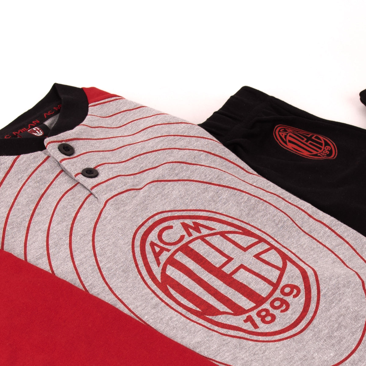 Pigiama tuta uomo Milan serafino caldo cotone B2MI14115 grigio melange