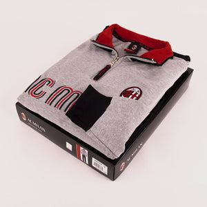 Pigiama tuta uomo Milan mezza zip cotone felpato B2MI14116 grigio melange