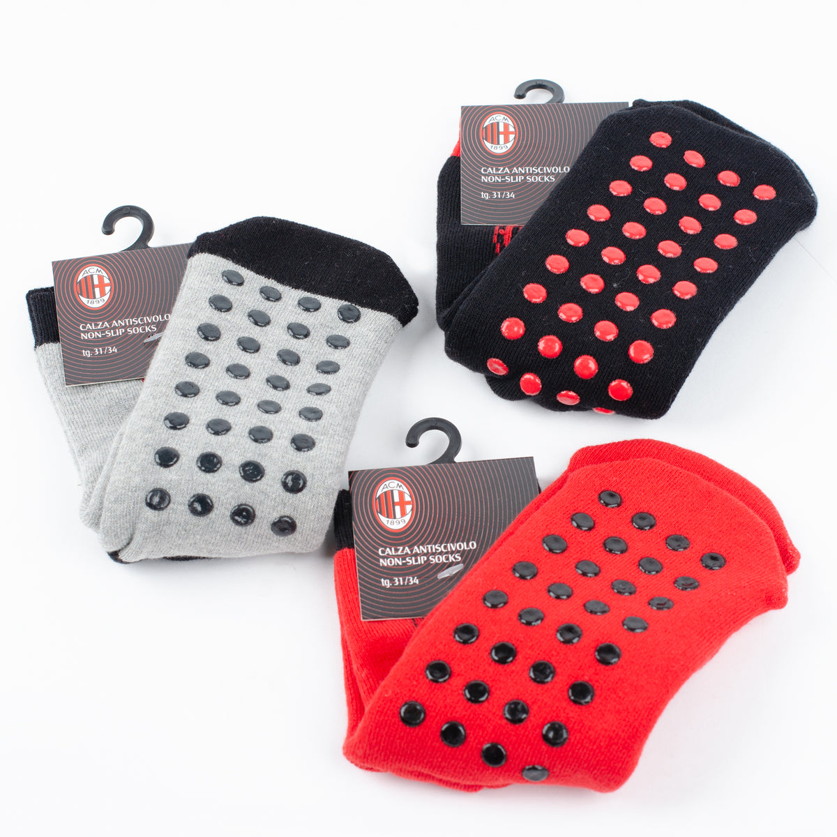 Calza corta antiscivolo bimbo Milan B2MI611 caldo cotone 3 pz