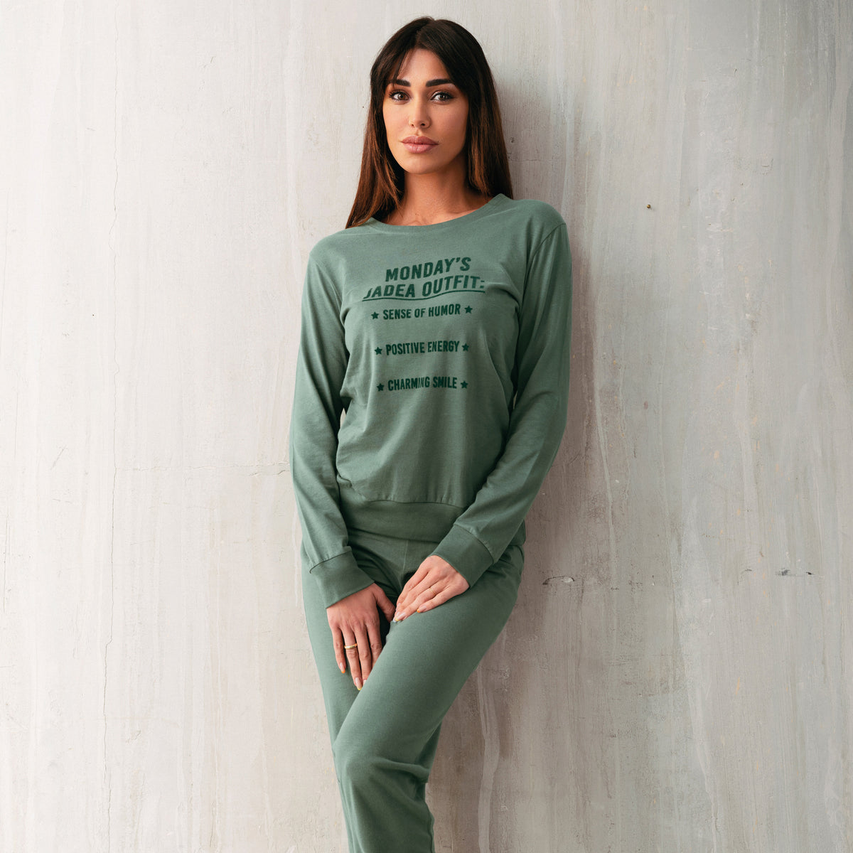 Pigiama donna caldo cotone Jadea verdone 5159