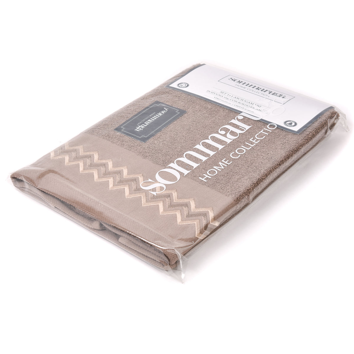 Set asciugamani viso + ospite Sommaruga BA9006 dis.6 marrone