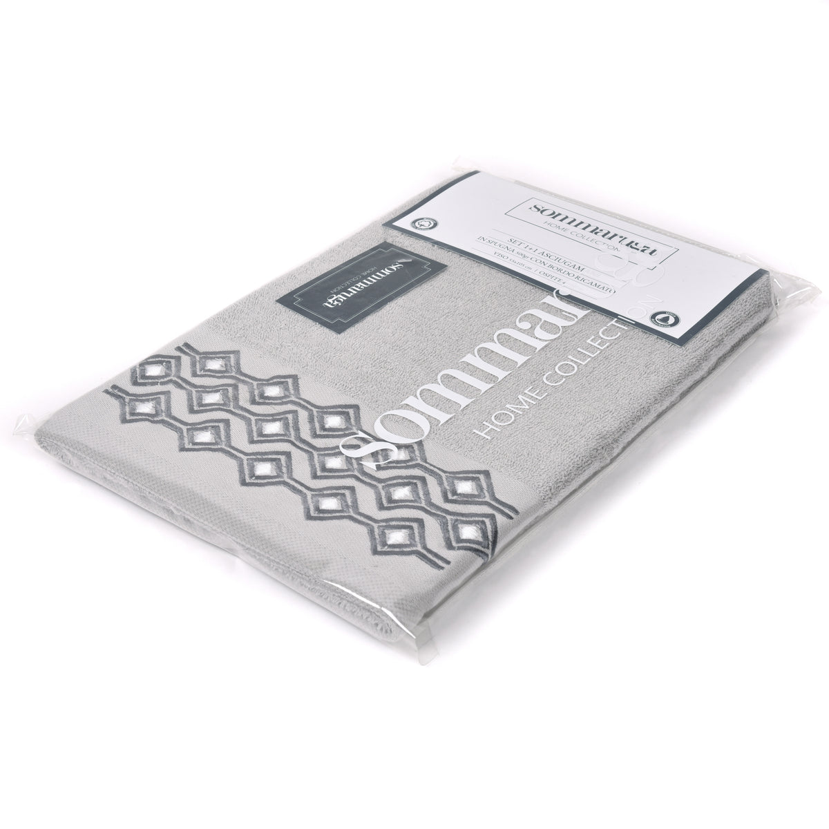 Set asciugamani viso + ospite Sommaruga BA9006 dis.4 grigio