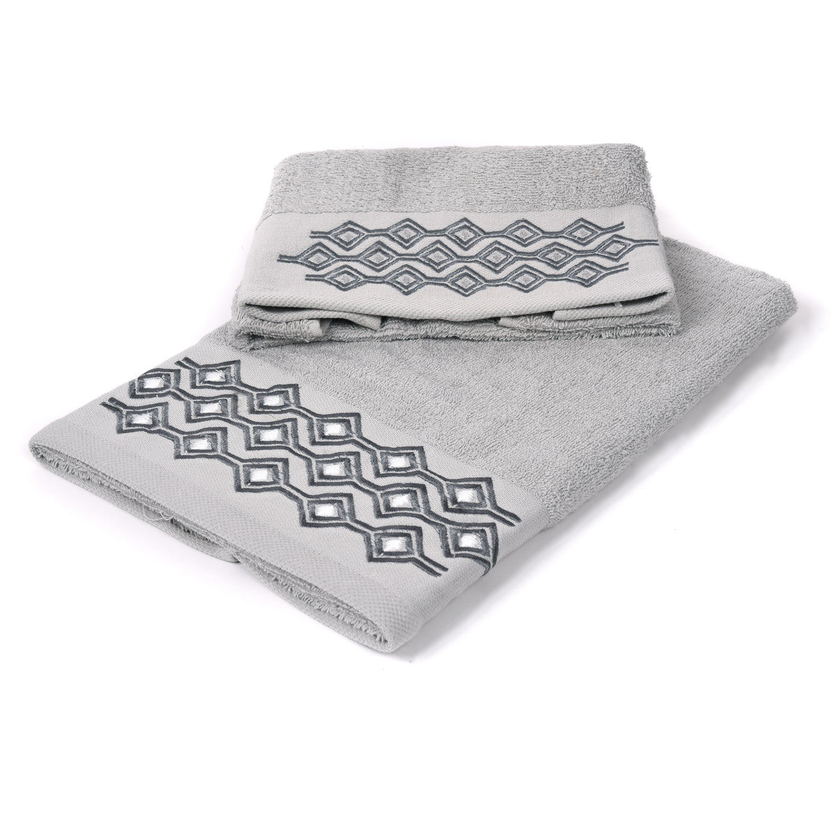 Set asciugamani viso + ospite Sommaruga BA9006 dis.4 grigio