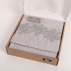 Set asciugamani viso + ospite Preziosa BA10030 spugna perla
