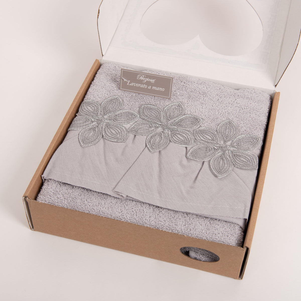 Set asciugamani viso + ospite Preziosa BA10030 spugna perla